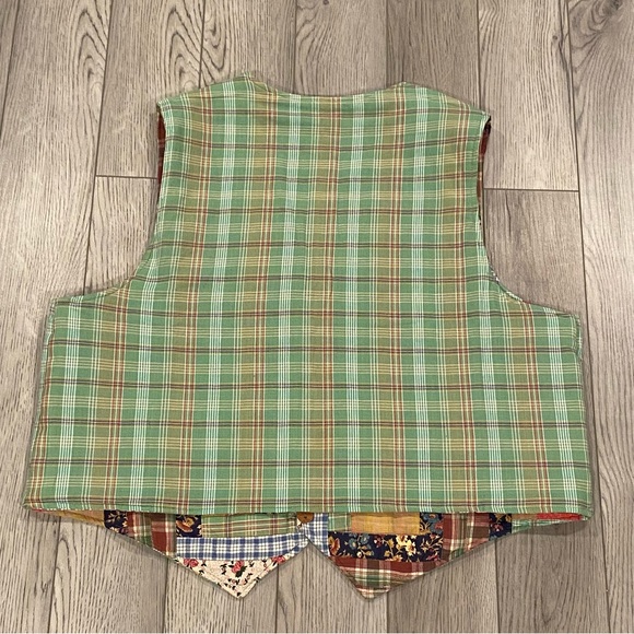 Vintage Patch Magic Quilted Reversible Vest Size XL Patchwork/Plaid Green/Button - Picture 14 of 15